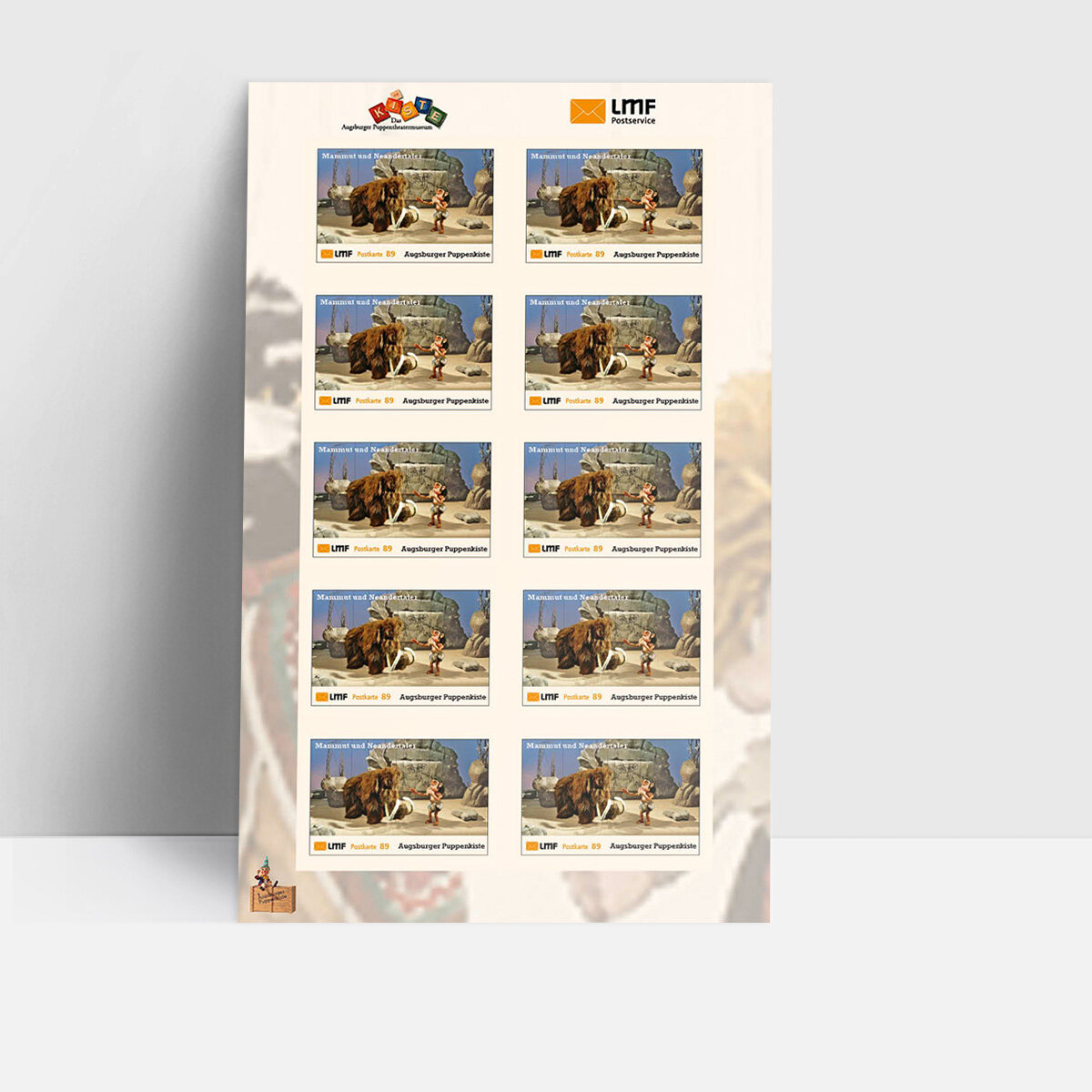 Postkarte 10-er Bogen Augsburger Puppenkiste