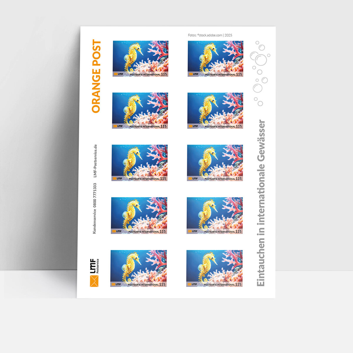 Postkarte 10-er Bogen Unterwasserwelt internationale...