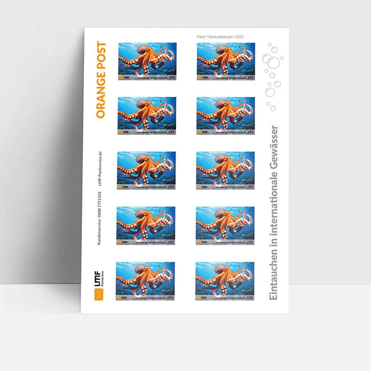 Maxibrief 10-er Bogen Unterwasserwelt internationale...